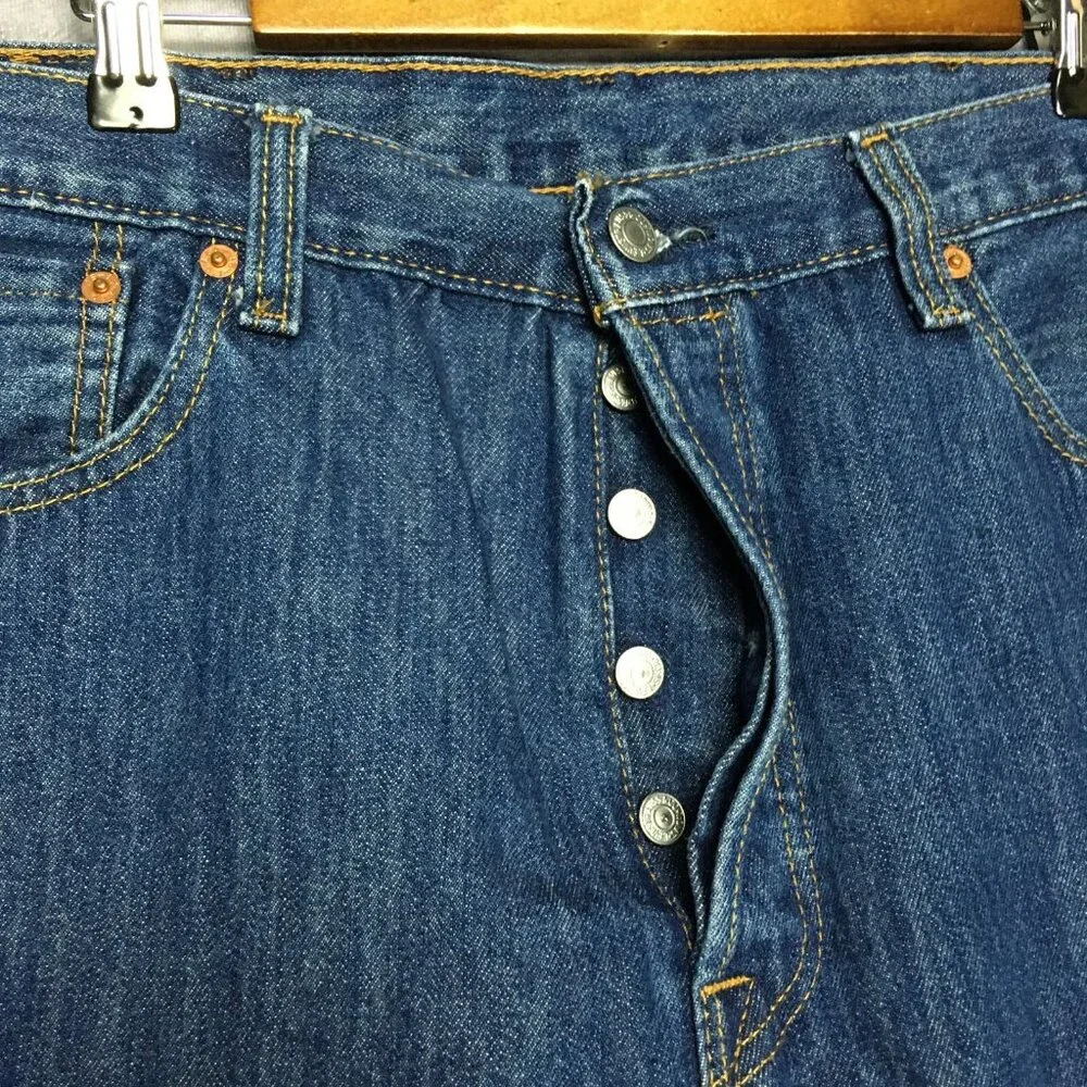 Levis Mens 501 Original Fit Blue Jeans size 38x30 Button Fly Cotton Denim Copper